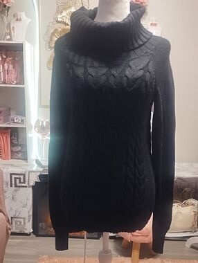 Banana Republic Black Cable Knit Cowl Neck Sweater
